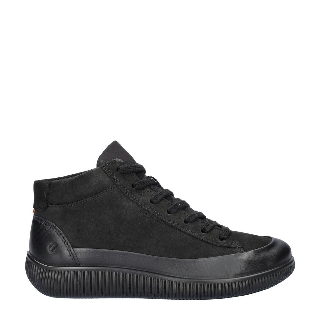Zwarte dames Ecco Soft Zero leren sneakers met veters