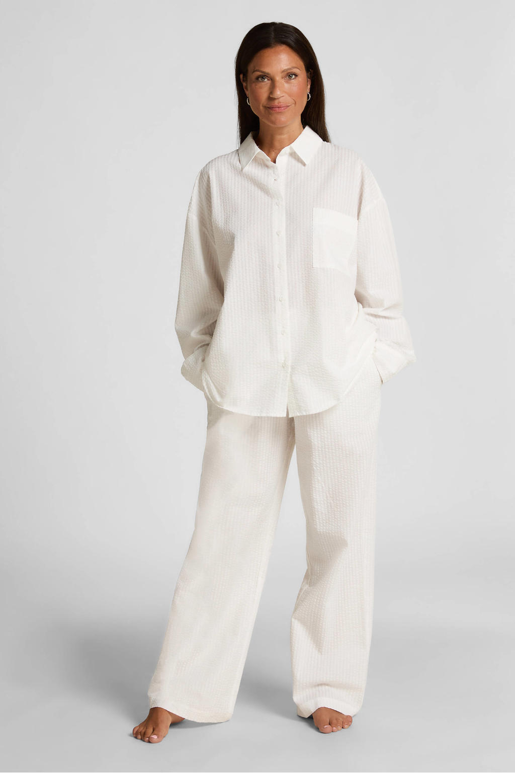Hunkemöller seersucker pyjamabroek wit