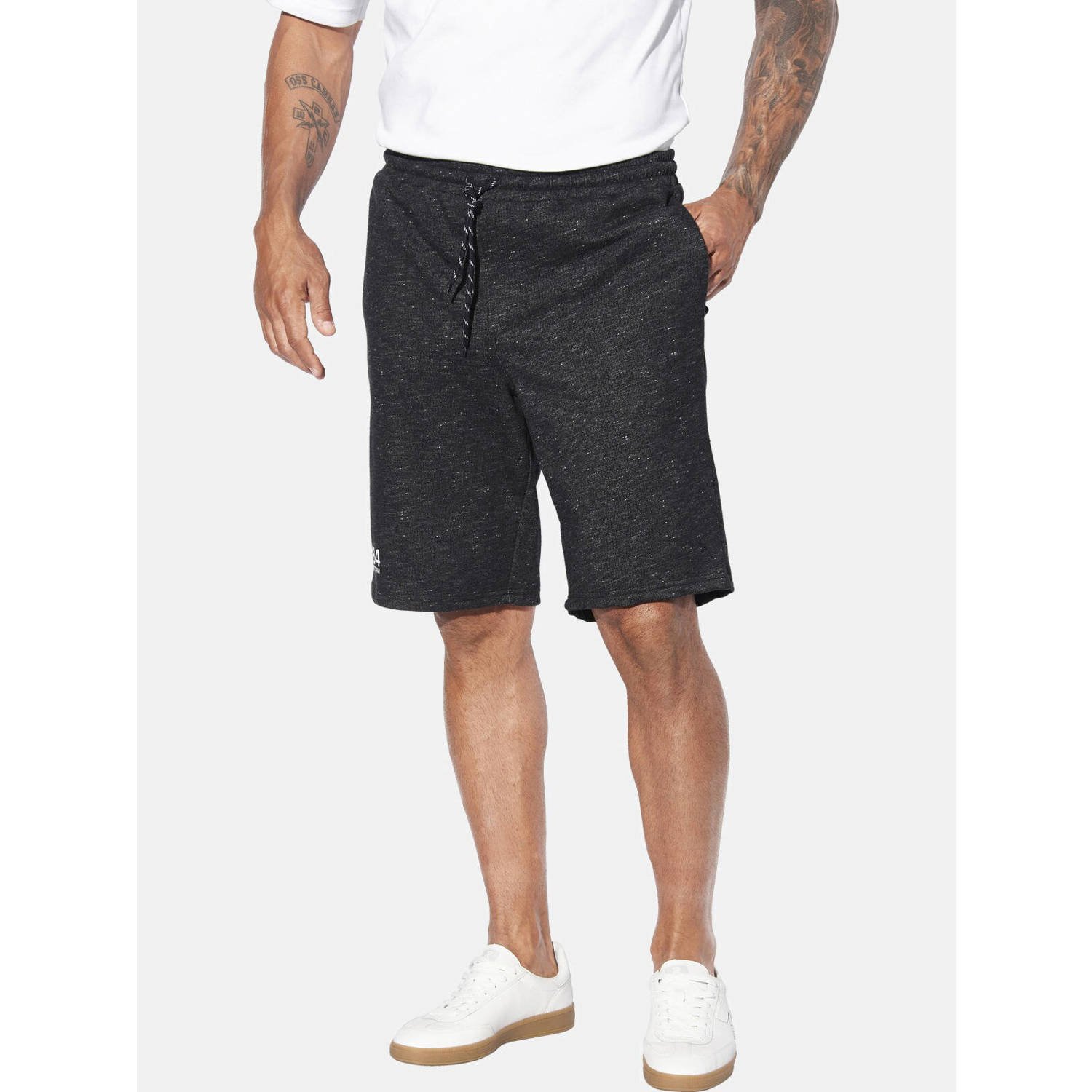 Jan Vanderstorm sweatshort JORNRIK Plus Size zwart (set van 2)