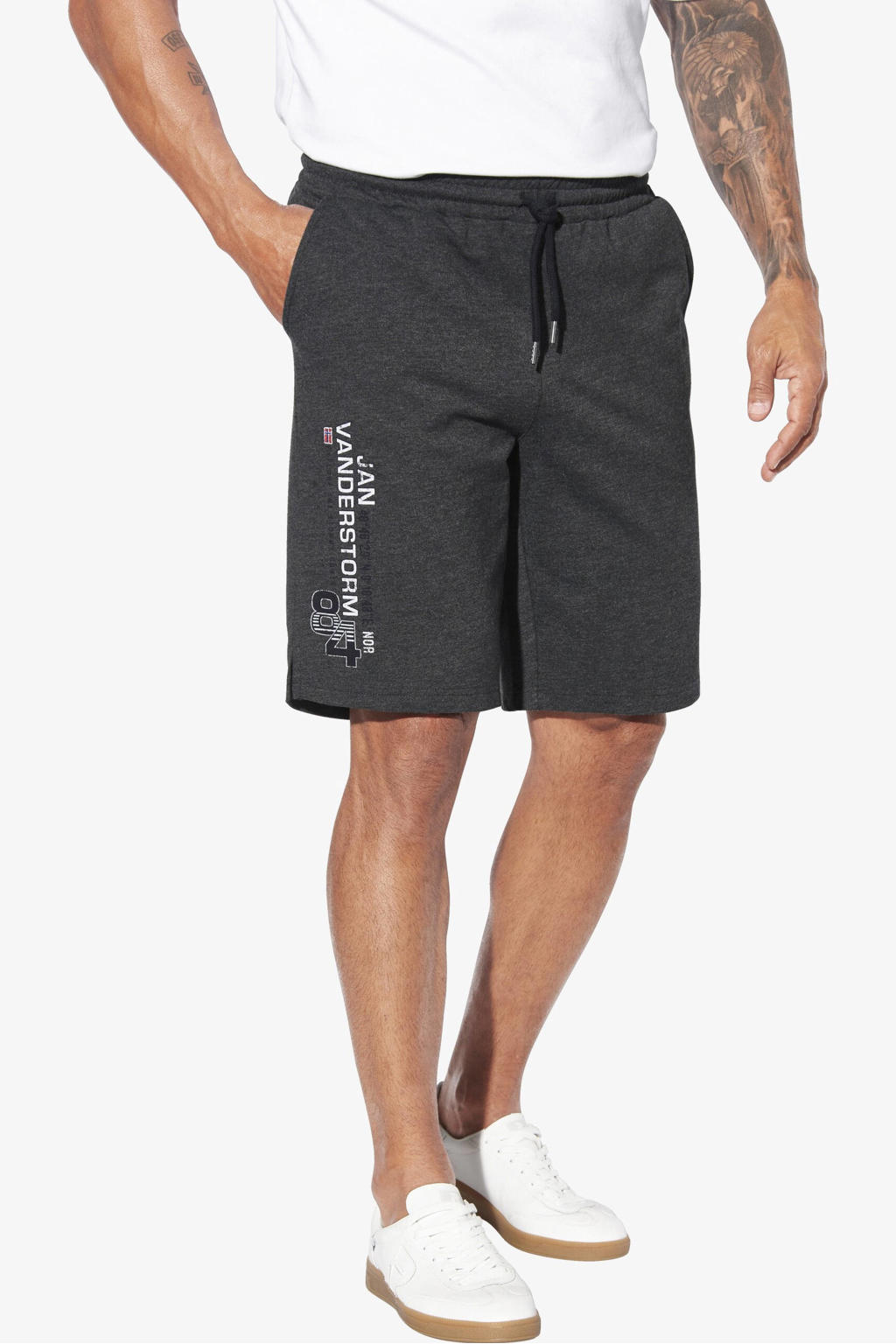 Jan Vanderstorm loose sweatshort PERMARSEN Plus Size antraciet