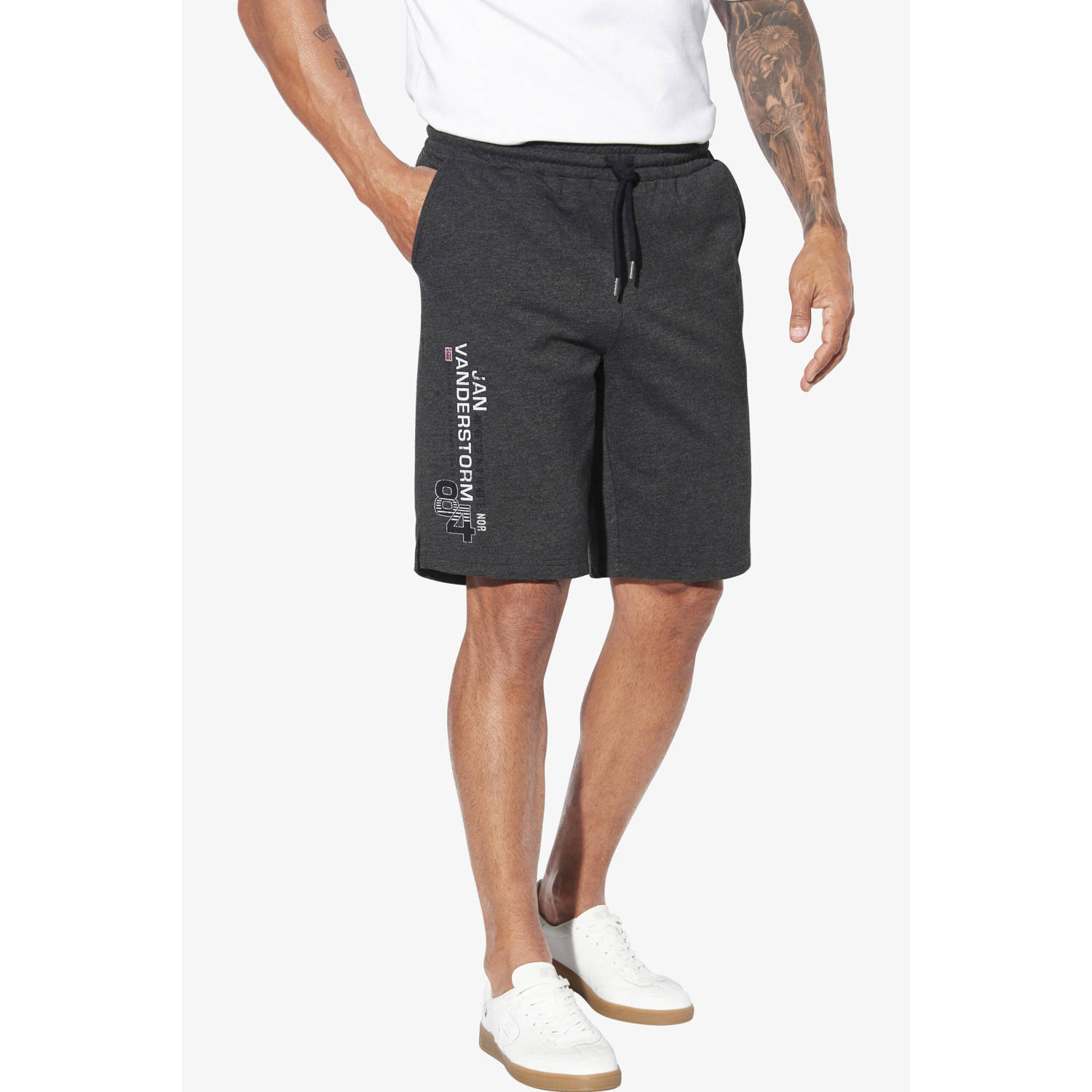 Jan Vanderstorm loose sweatshort PERMARSEN Plus Size antraciet