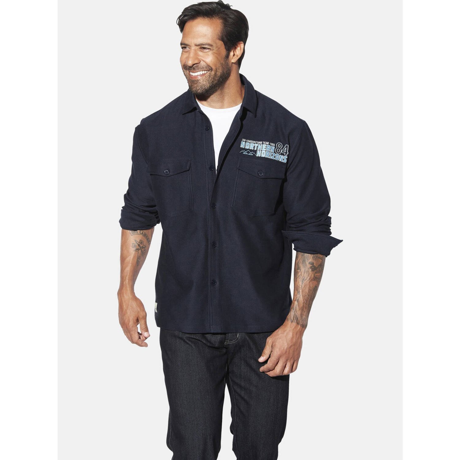 Jan Vanderstorm overshirt donkerblauw