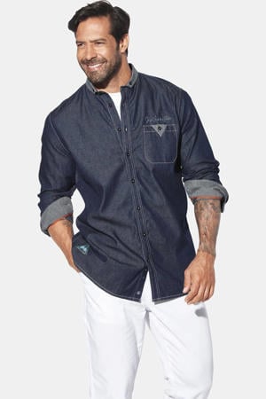 +FIT Collectie denim loose casual overhemd blauw