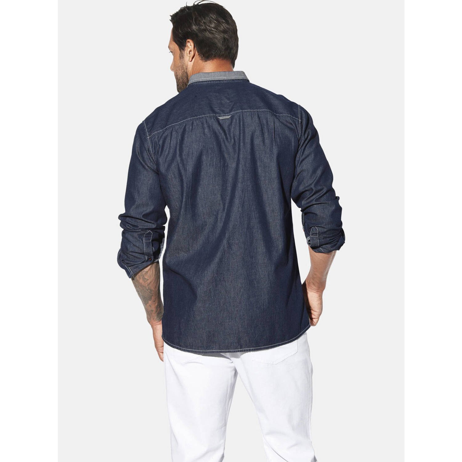 Jan Vanderstorm denim casual overhemd blauw