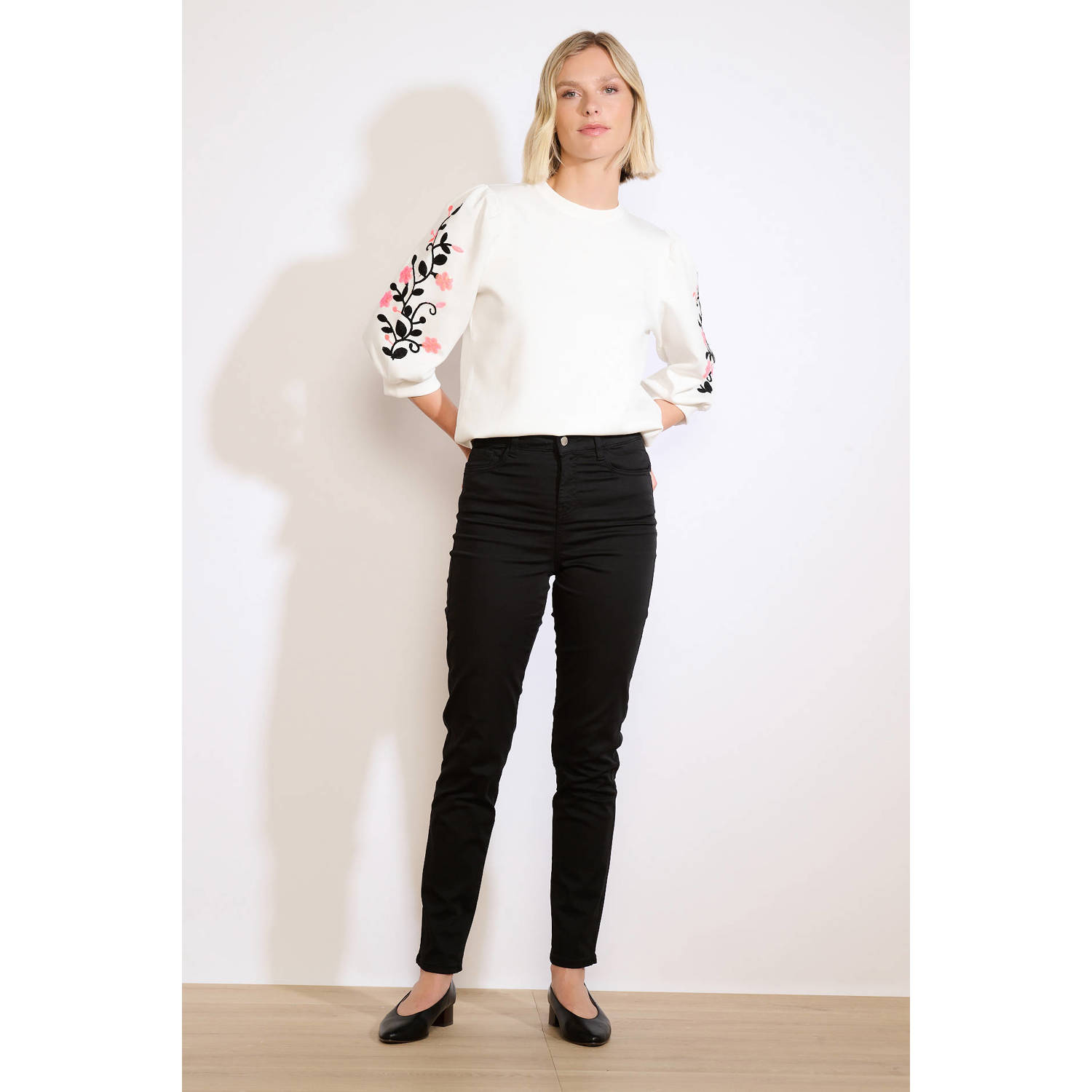 LOLALIZA slim regular waist broek zwart