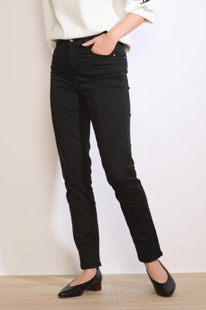 slim regular waist broek zwart