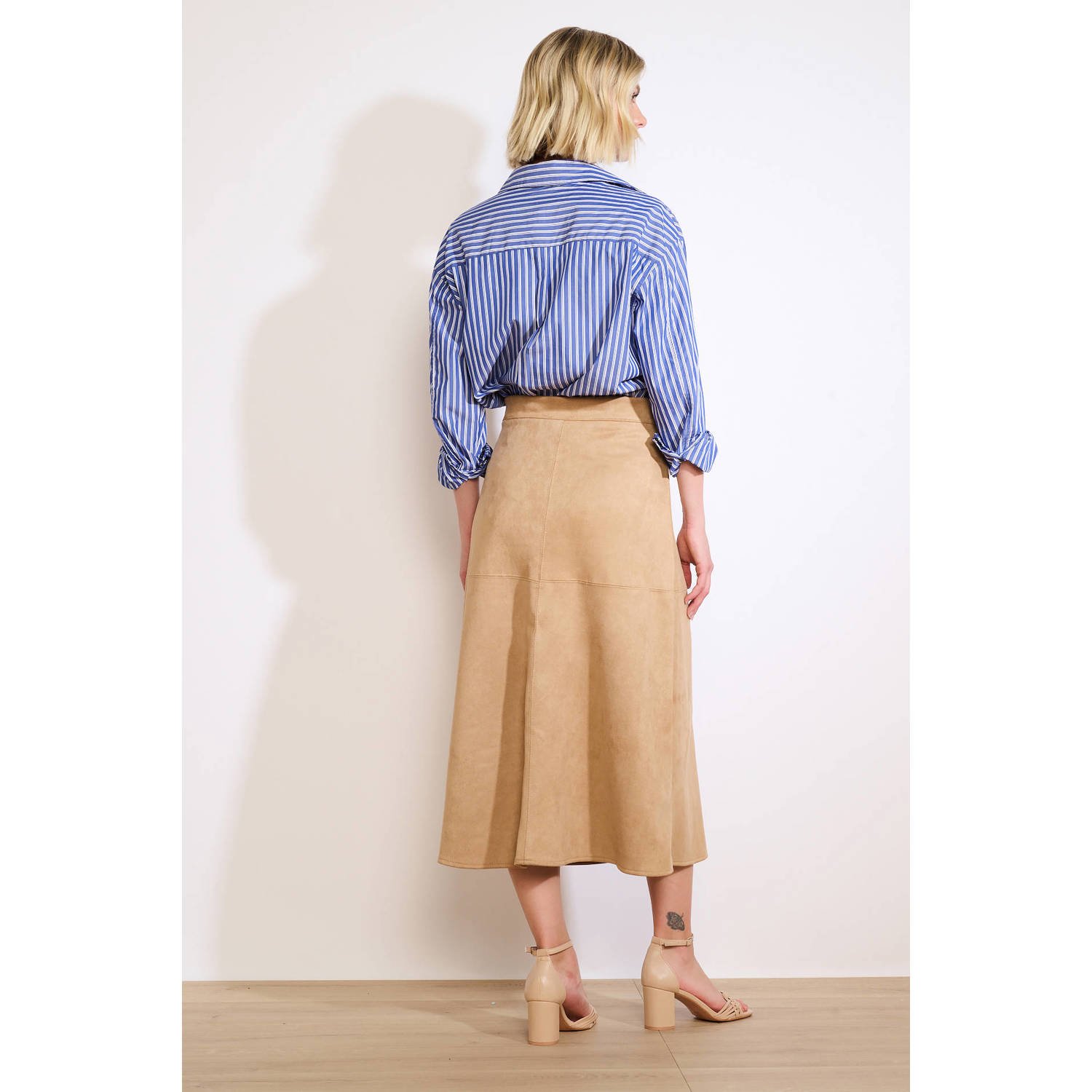 LOLALIZA suede imitatieleren rok beige