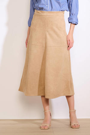 suede imitatieleren rok beige