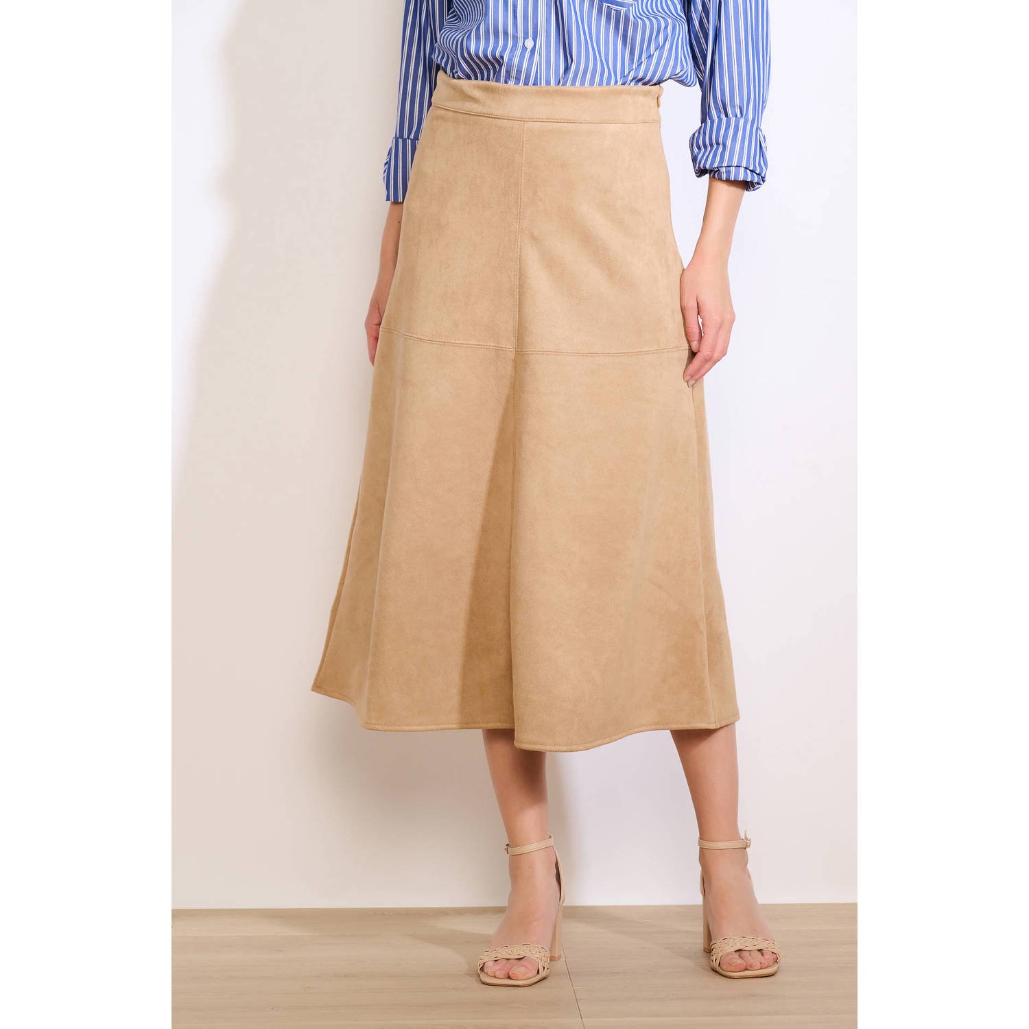 LOLALIZA suede imitatieleren rok beige