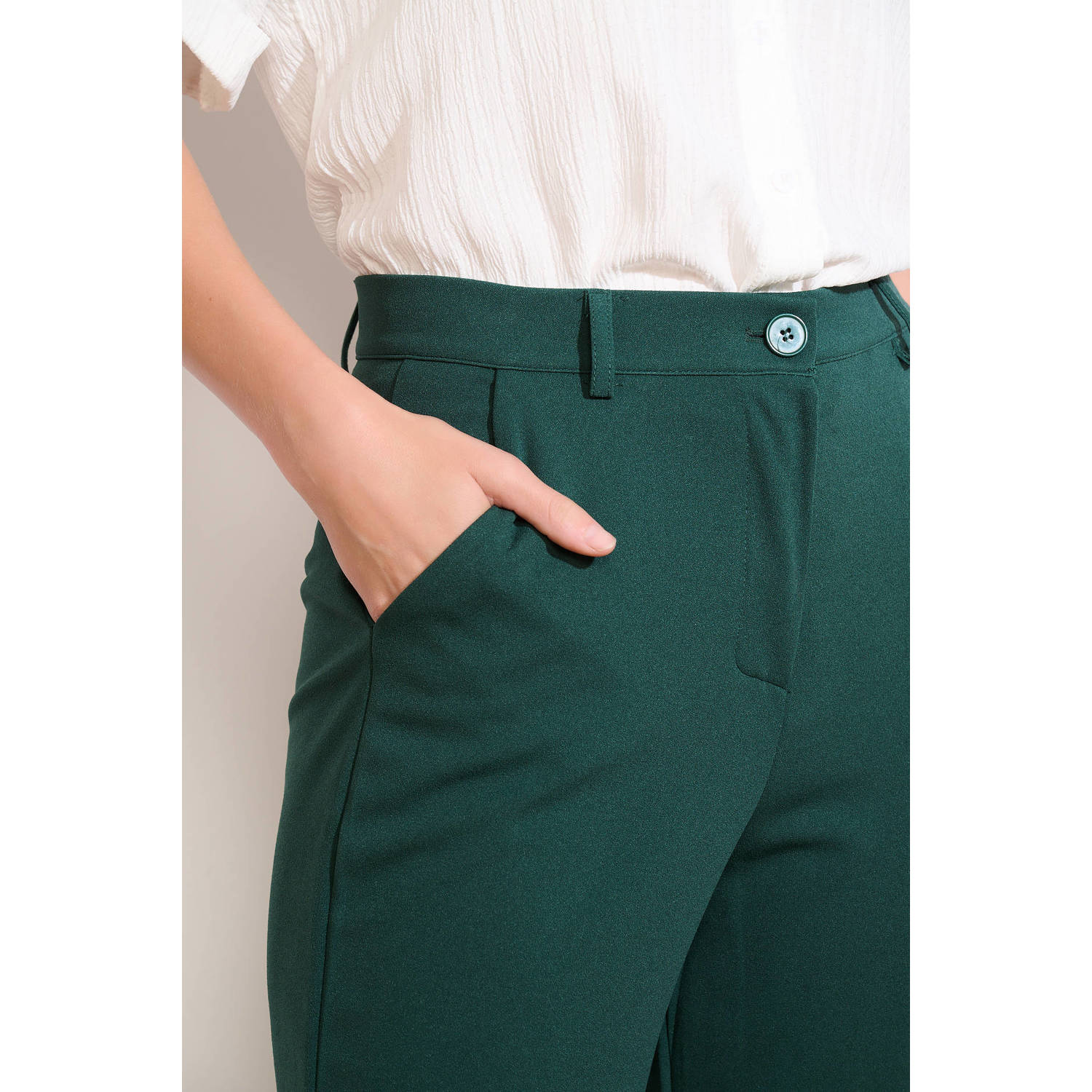 LOLALIZA flared pantalon donkergroen