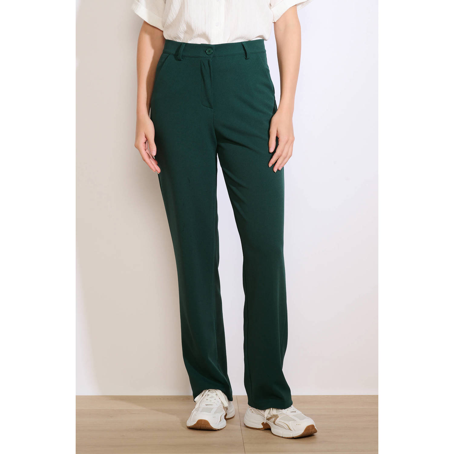 LOLALIZA flared pantalon donkergroen