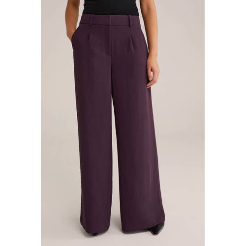 WE STUDIO wide leg regular waist pantalon aubergine afbeelding