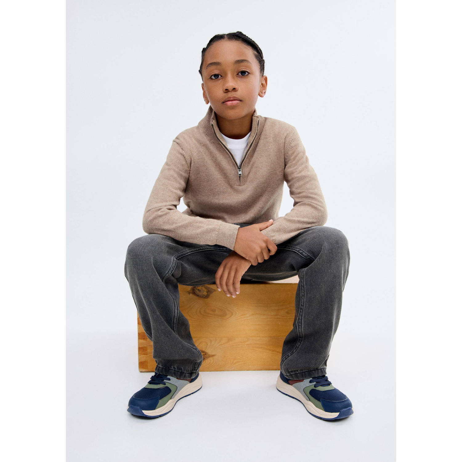 Mango Kids straight leg jeans grey denim