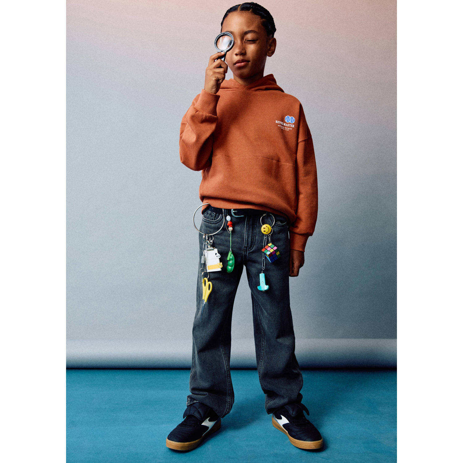 Mango Kids straight leg jeans grey denim