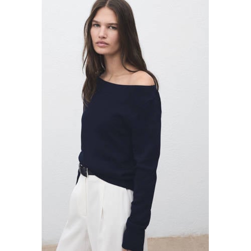 Mango trui marineblauw fijn gebreid afbeelding