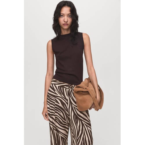 Mango straight regular waist broek bruin afbeelding