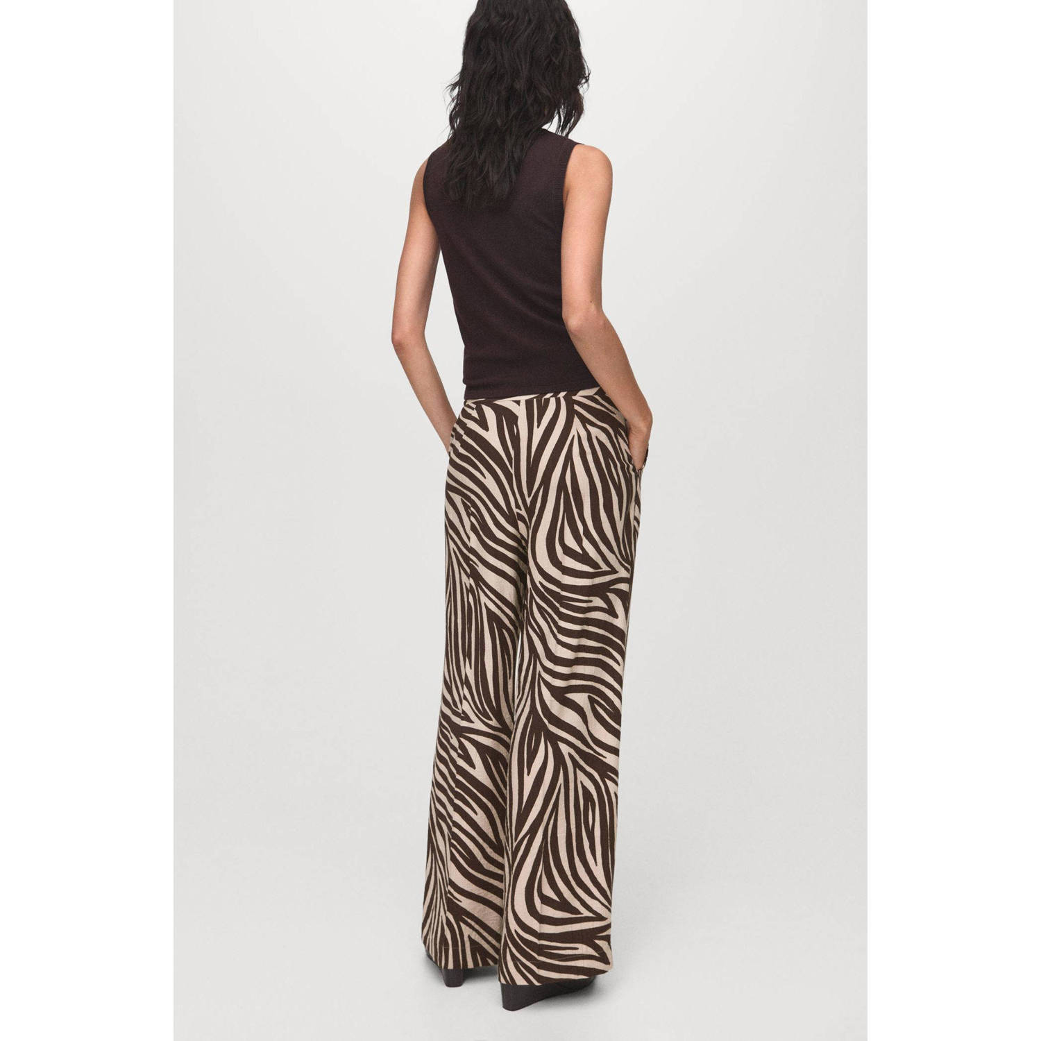 Mango straight regular waist broek bruin