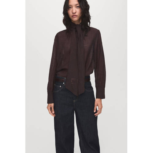 Mango blousetop donkerbruin afbeelding
