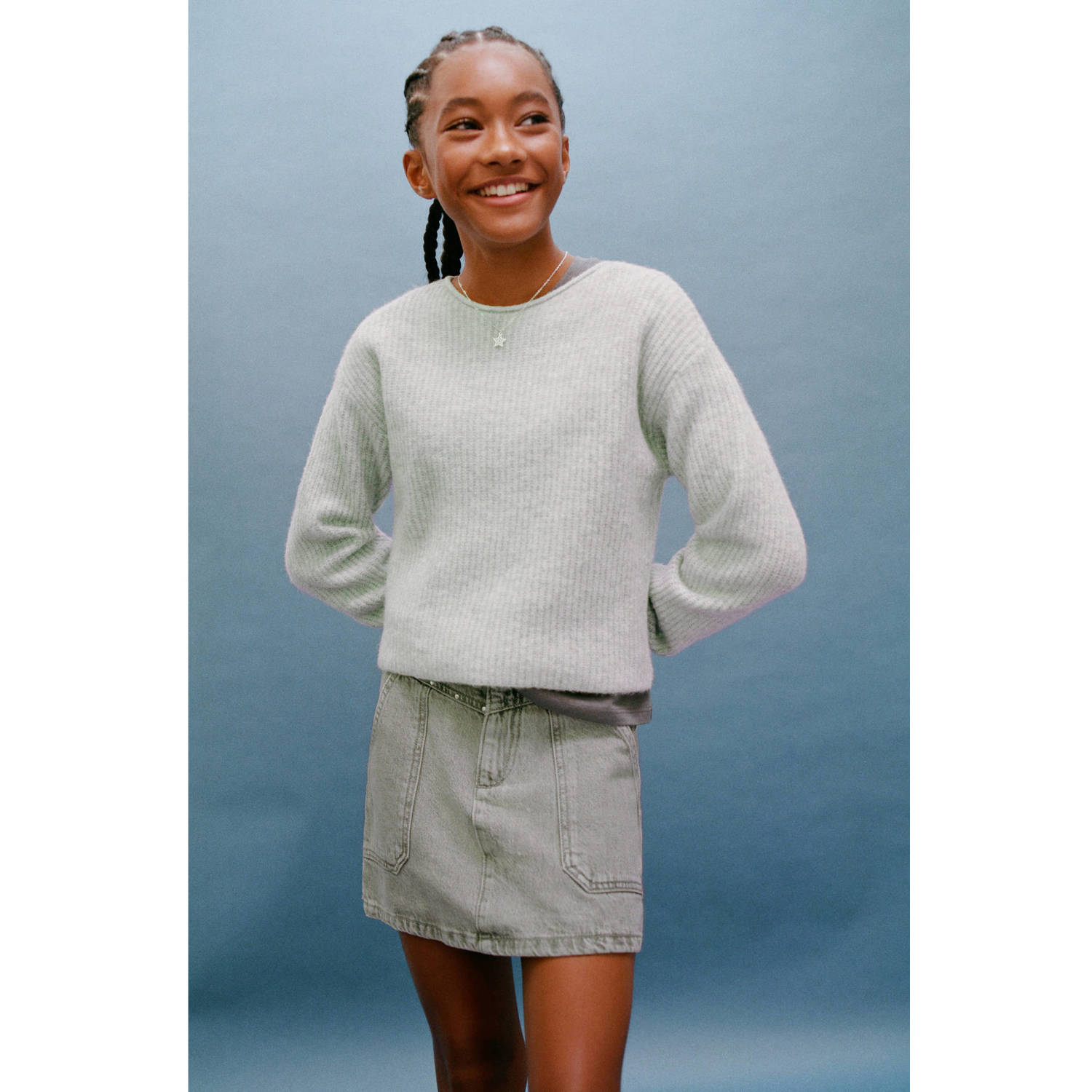 Mango Kids denim spijkerrok grey denim