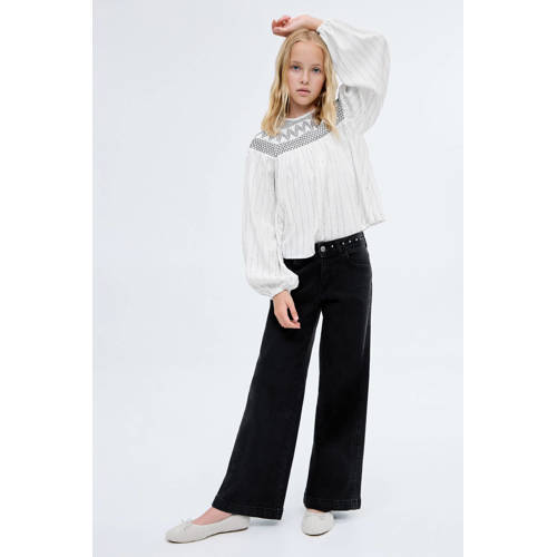 Mango Kids low waist wide leg jeans grey denim afbeelding