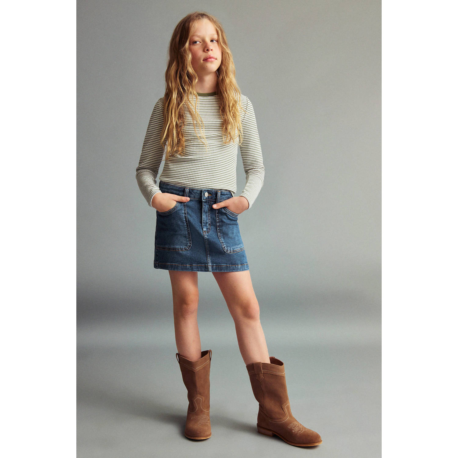Mango Kids denim spijkerrok medium blue denim