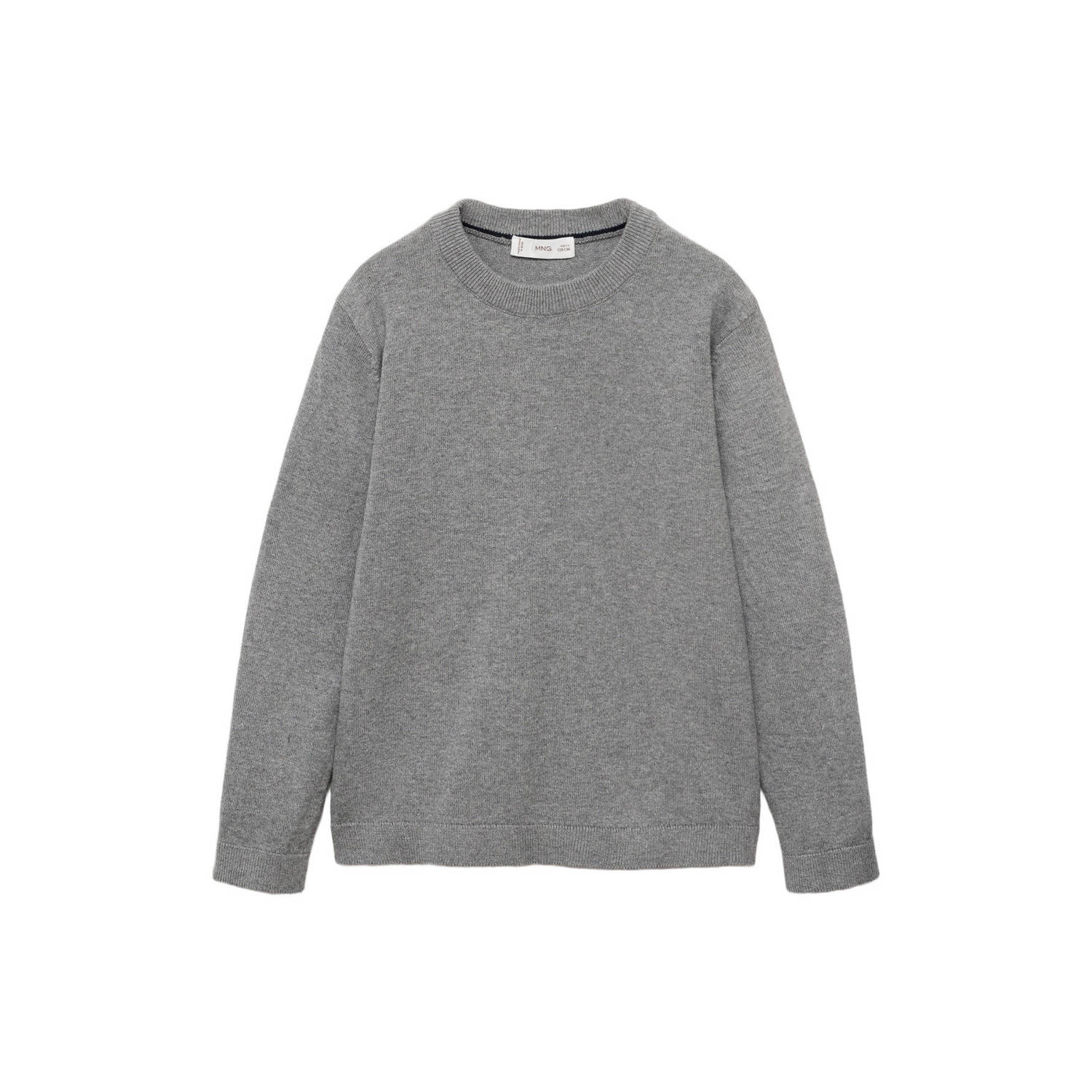 Mango Kids pullover grijs melange fijn gebreid