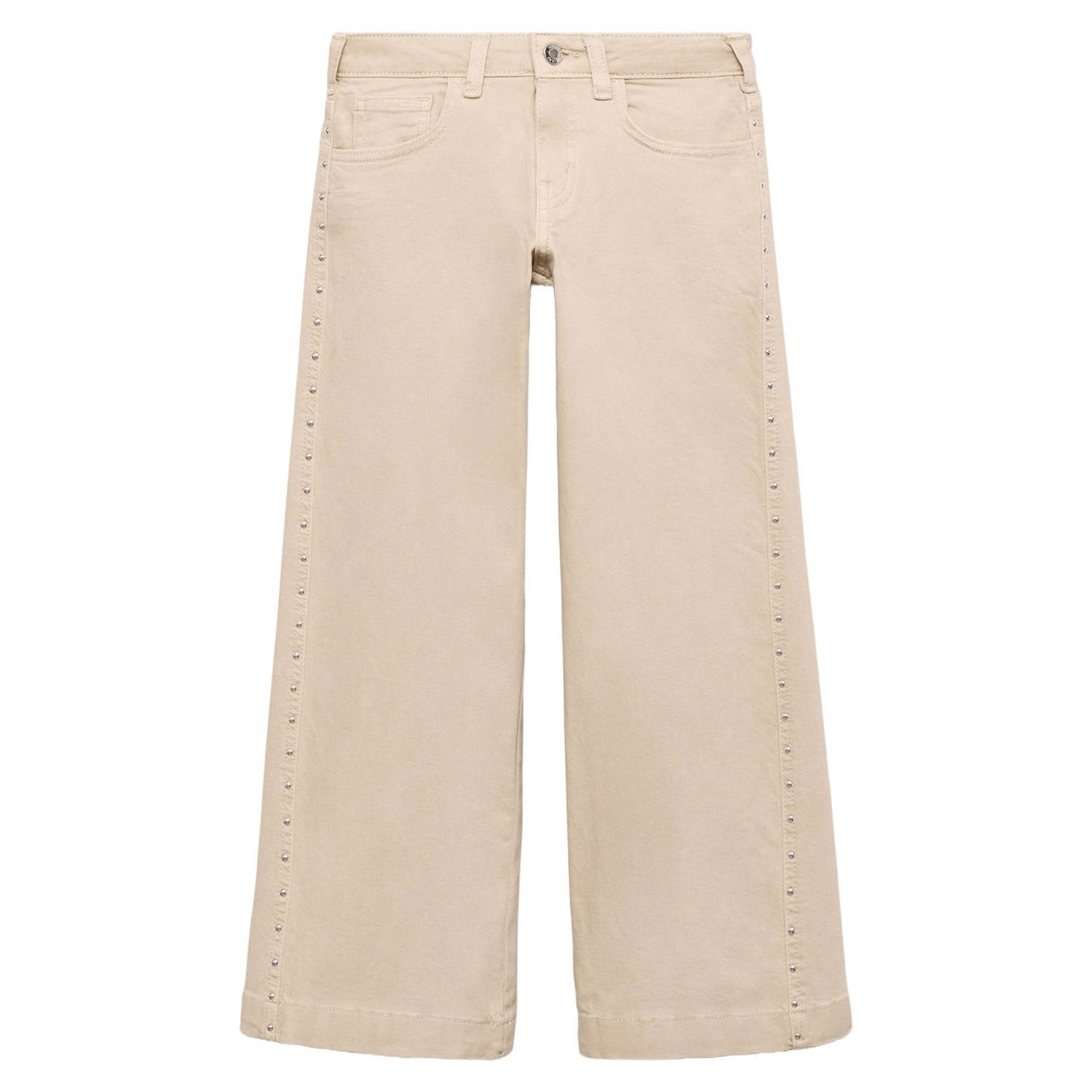 Mango Kids low waist wide leg jeans beige