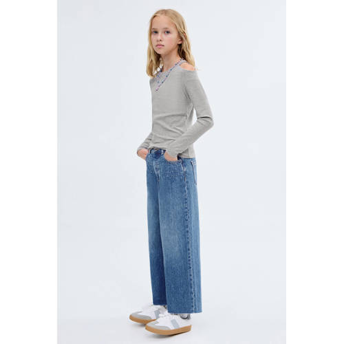 Mango Kids wide leg jeans medium blue denim afbeelding