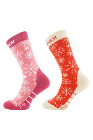 skisokken - roze/oranje (set van 2)