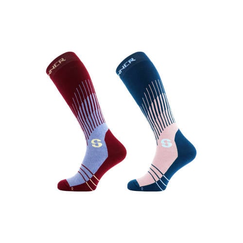 Sinner skisokken - set van 2 rood/blauw afbeelding