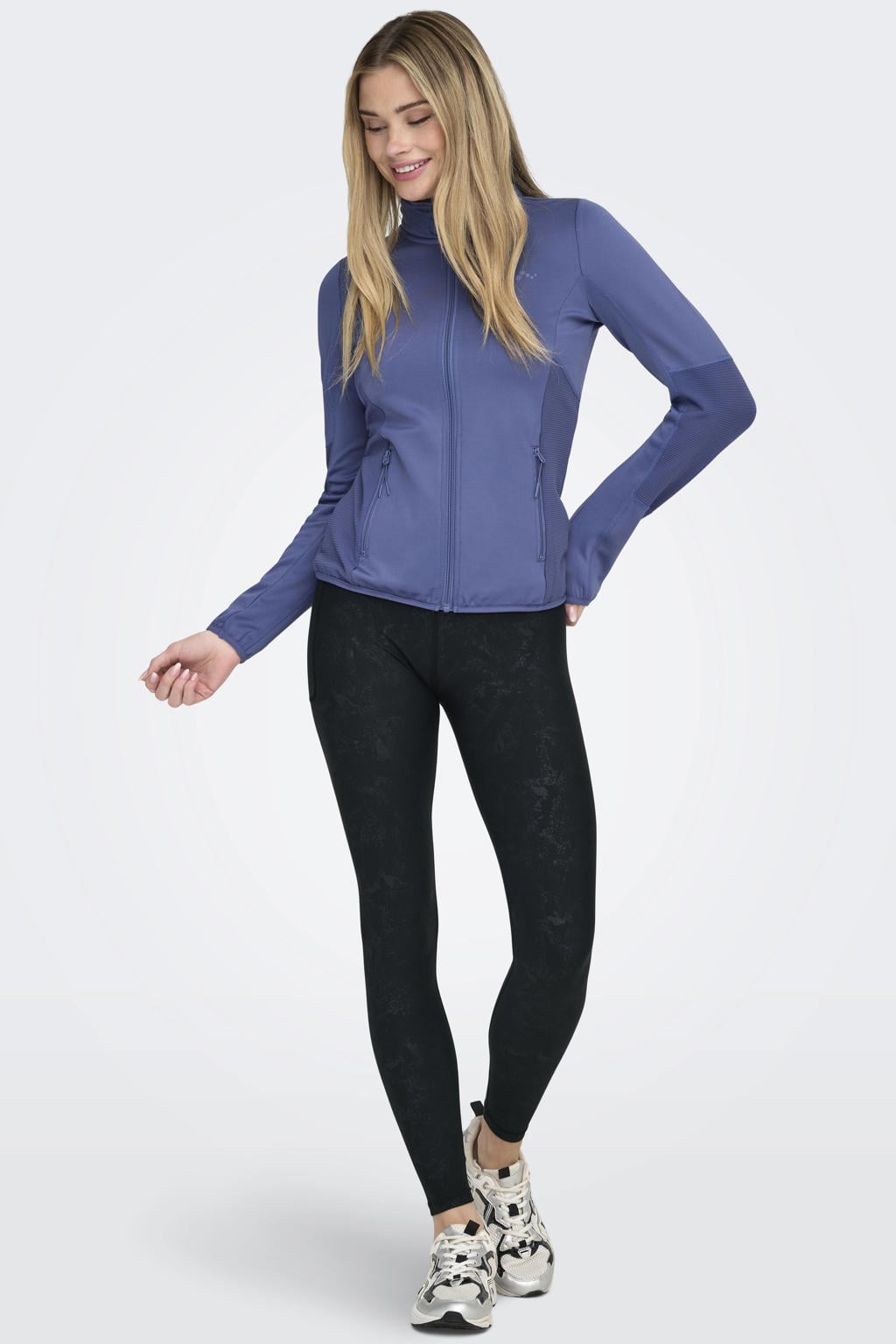 Zwarte dames ONLY PLAY sportlegging ONPJAM van polyester met slim fit, regular waist en elastische tailleband