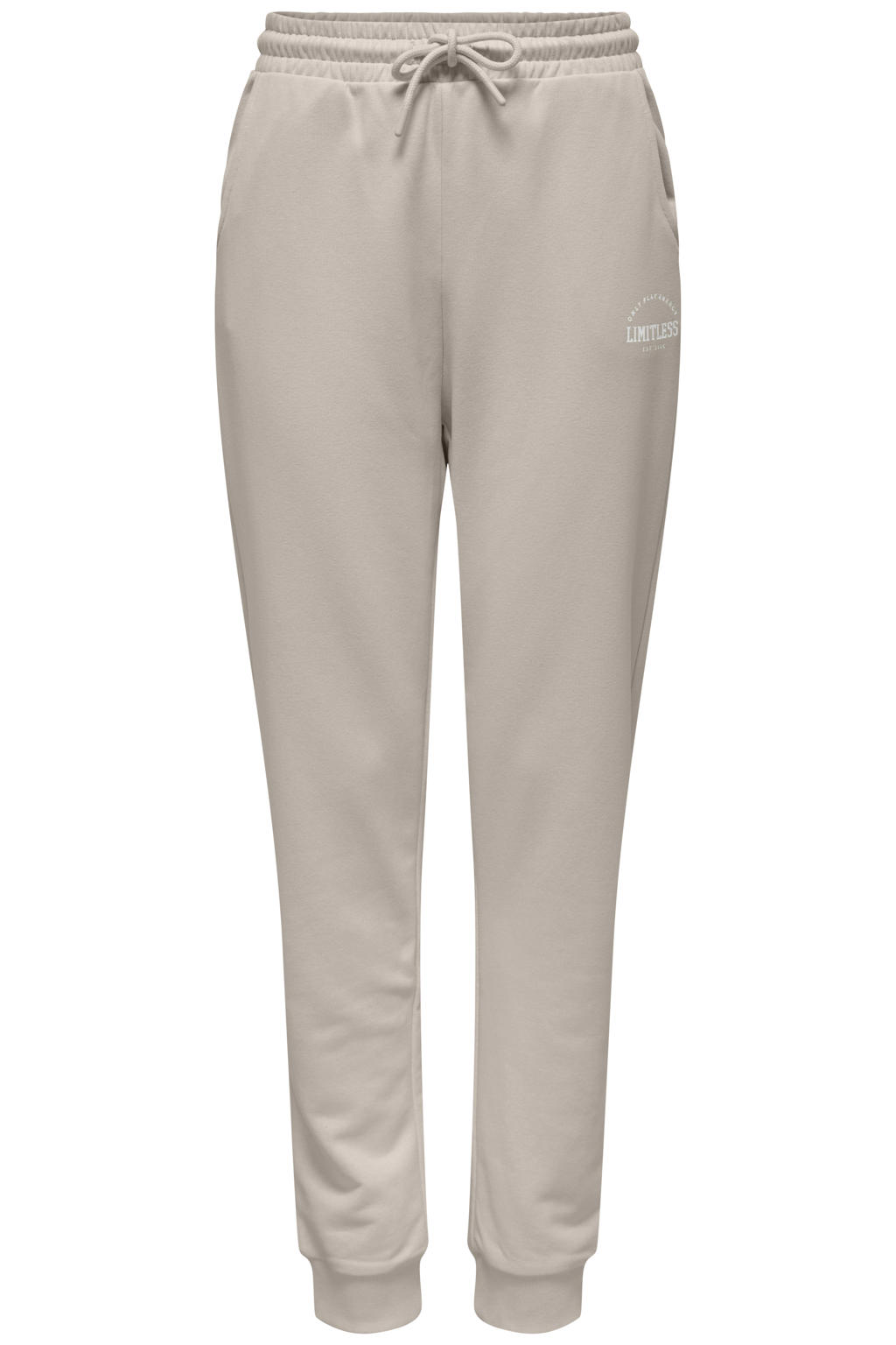 Ecru dames ONLY PLAY joggingbroek van katoen met regular fit, regular waist en trekkoorden