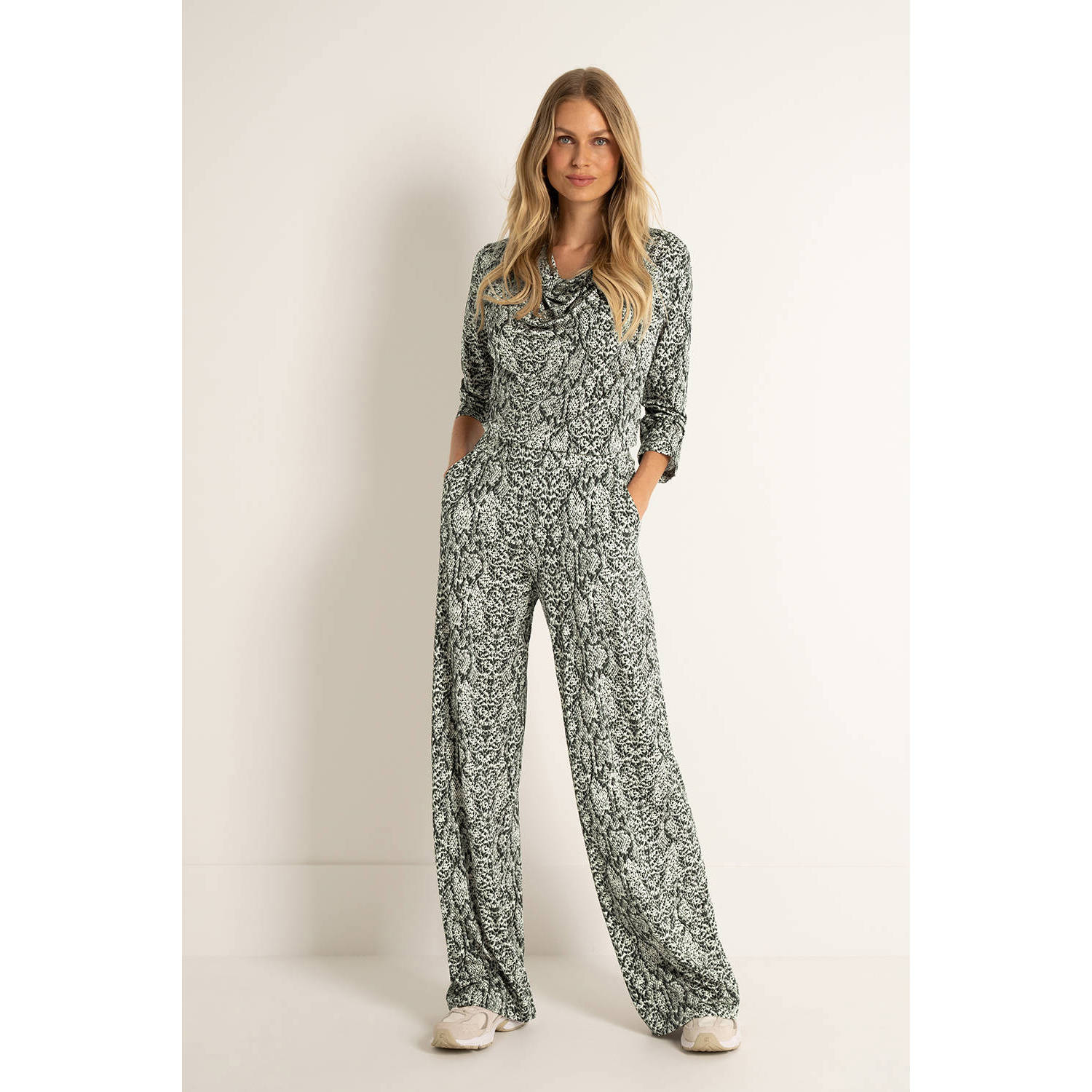 Claudia Sträter straight high waist broek donkergroen