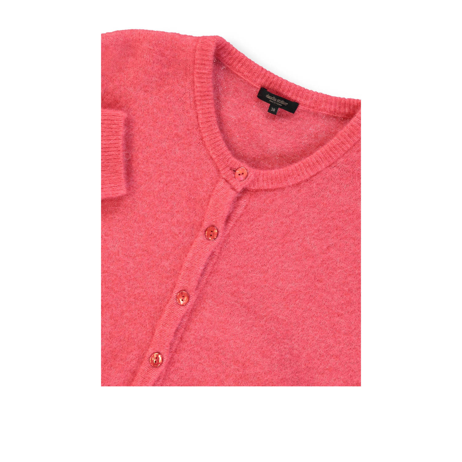 Claudia Sträter wollen cardigan fuchsia gebreid