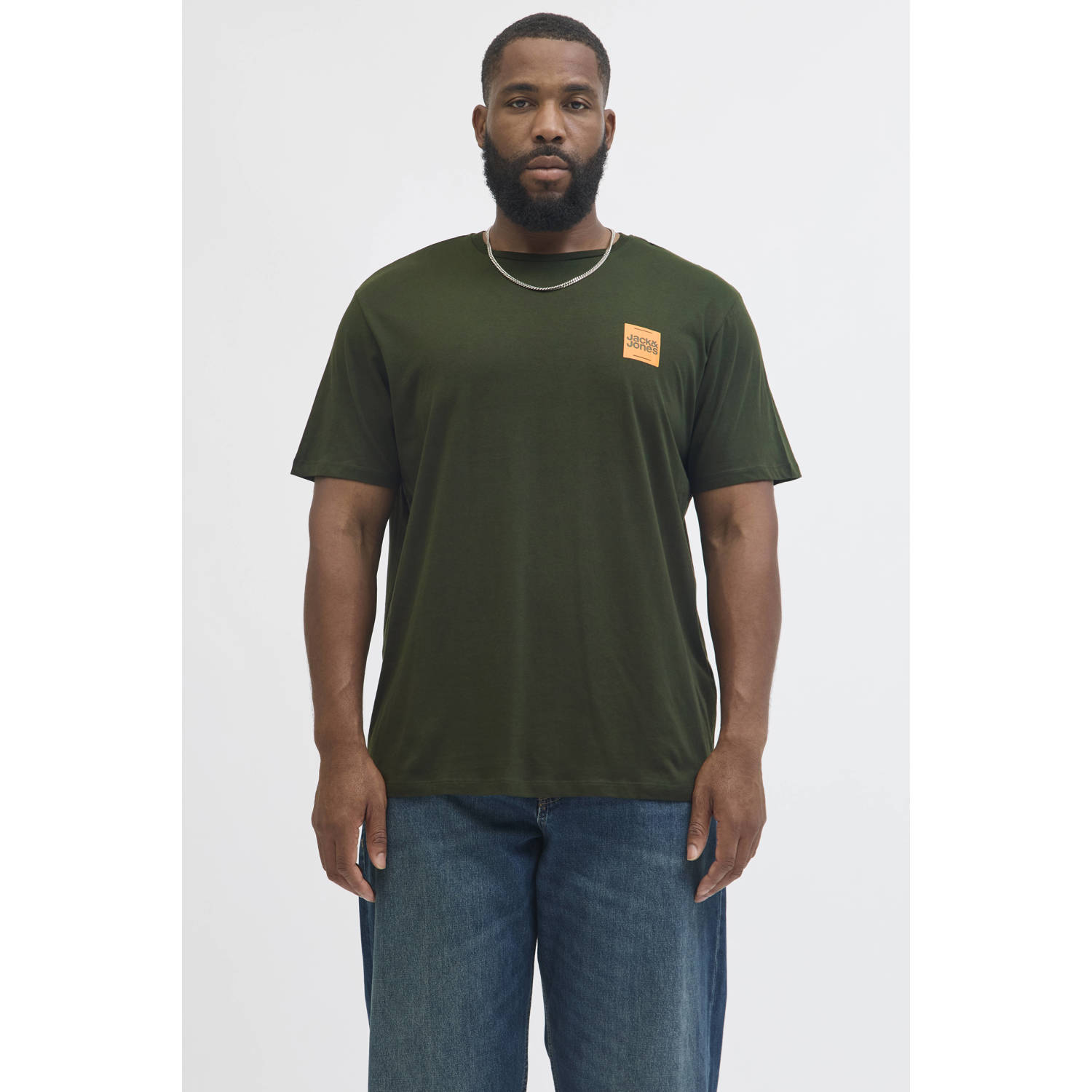 JACK & JONES PLUS SIZE regular T-shirt donkergroen