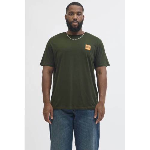 JACK & JONES PLUS SIZE regular T-shirt donkergroen afbeelding