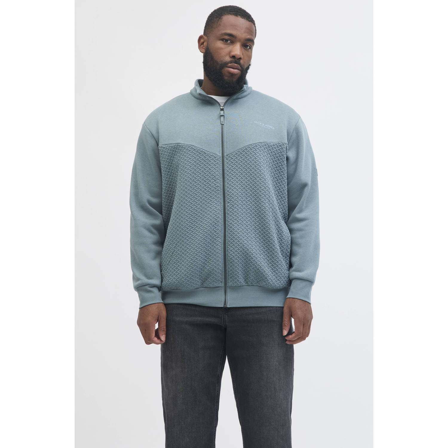 JACK & JONES PLUS SIZE sweatvest met textuur blauw