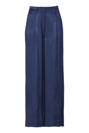 wide leg high waist pantalon marineblauw