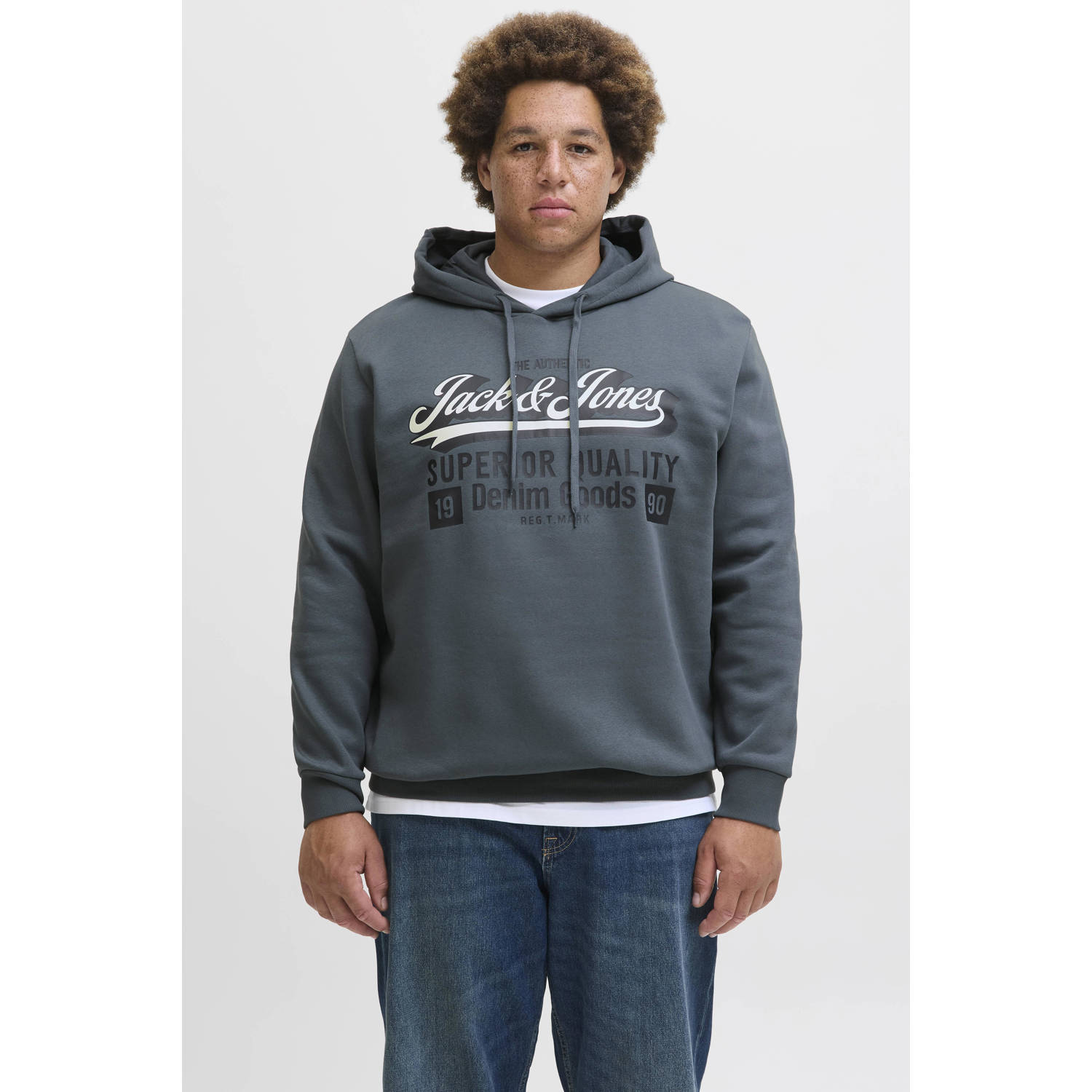 JACK & JONES PLUS SIZE hoodie grijsblauw