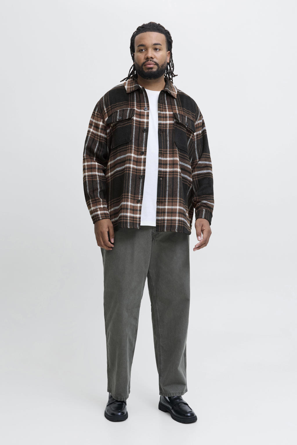 JACK & JONES PLUS SIZE overshirt donkerbruin
