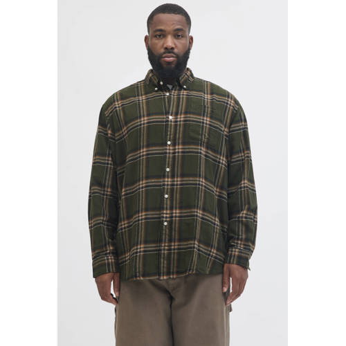 JACK & JONES PLUS SIZE casual overhemd donkergroen afbeelding