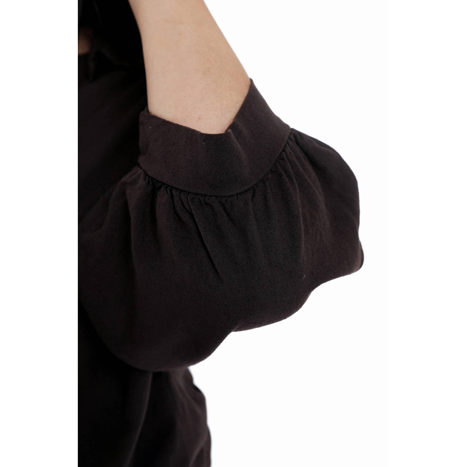 Paprika linnen blouse donkerbruin