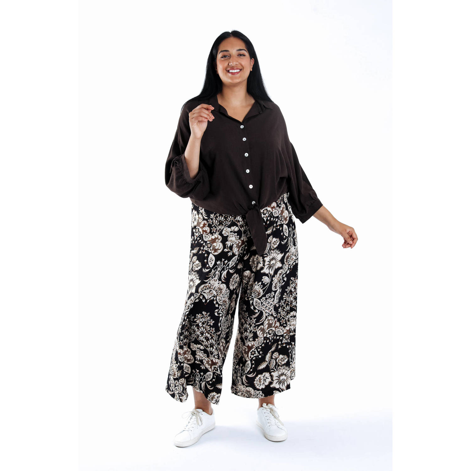 Paprika linnen blouse donkerbruin