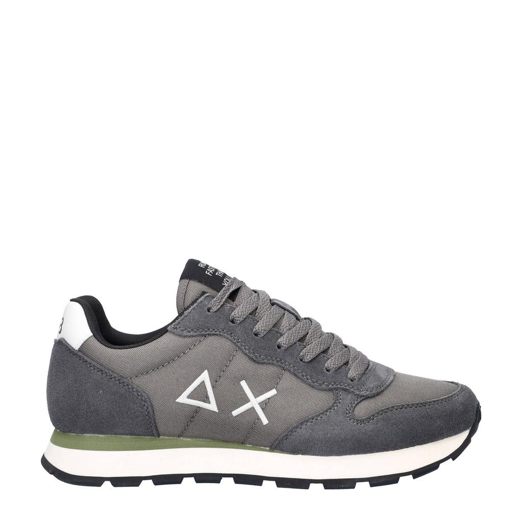 Donkergrijze dames SUN68 Tom Solid sneakers van suède en nylon met veters