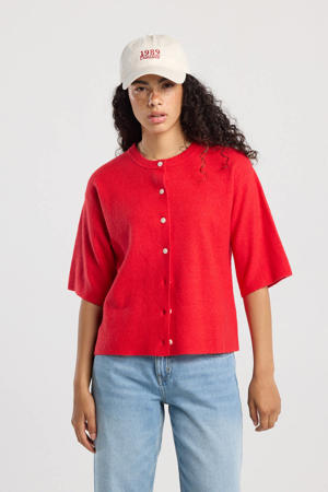 cardigan rood gebreid
