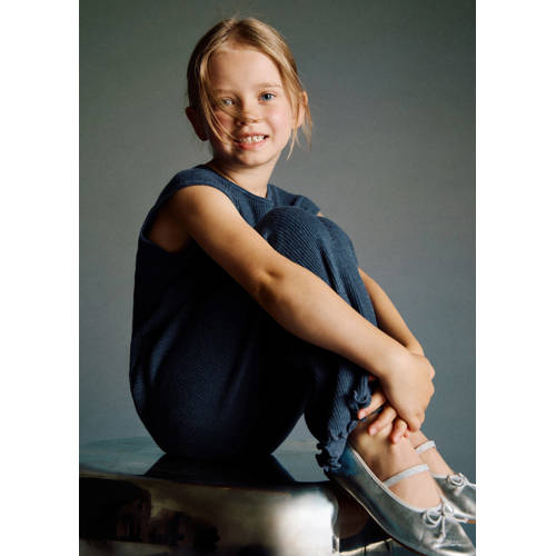 Mango Kids mouwloze top blauw rib gebreid afbeelding