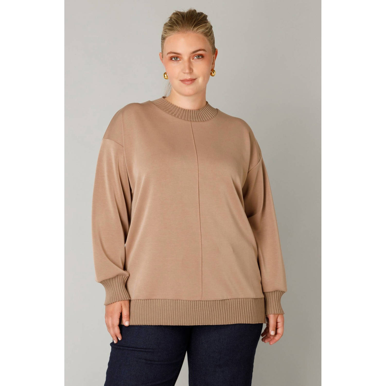 Yest Curve pullover trui camel