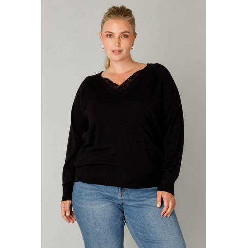 Yest Curve pullover trui zwart fijn gebreid afbeelding