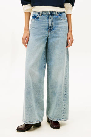 wide leg jeans light blue denim