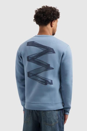 sweater met backprint lichtblauw